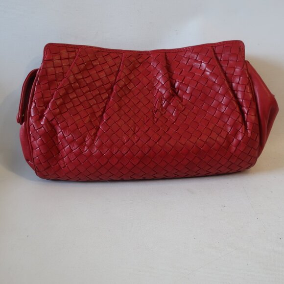 Womens Bottega Veneta Red Intrecciato Leather Clutch Handbag COLOR: RED ZIPPER C - Picture 5 of 16